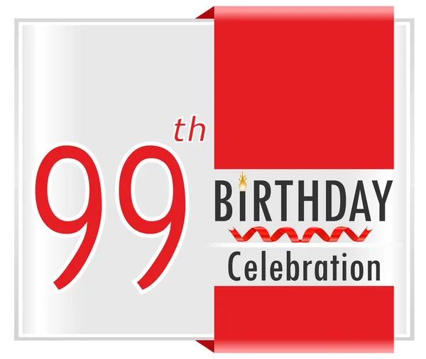 Tarjeta de celebración de cumpleaños de 99 años — Vector de stock