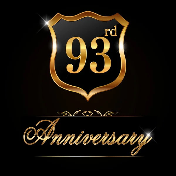 93 verjaardag gouden jaaraanduiding — Stockvector