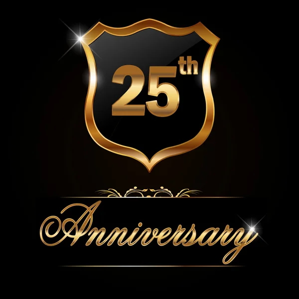 25 år årsdagen golden label — Stock vektor