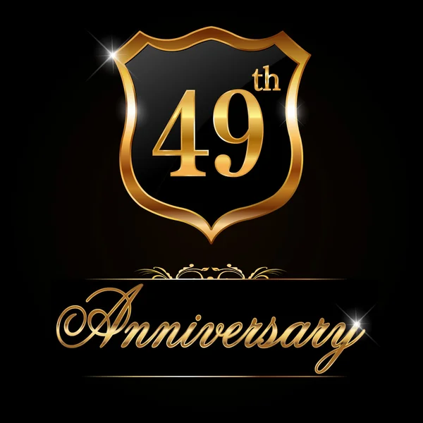 49 years anniversary golden label — Stockvector