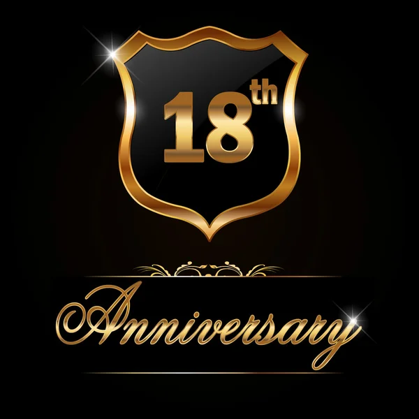18 année label d'or anniversaire — Image vectorielle