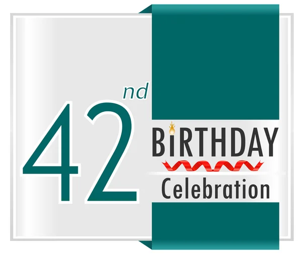42 años tarjeta de celebración de cumpleaños — Vector de stock