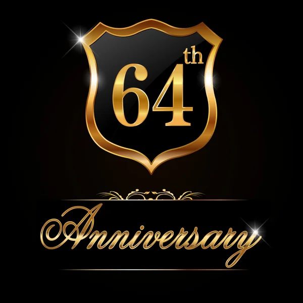 64 year anniversary golden label — Stock Vector