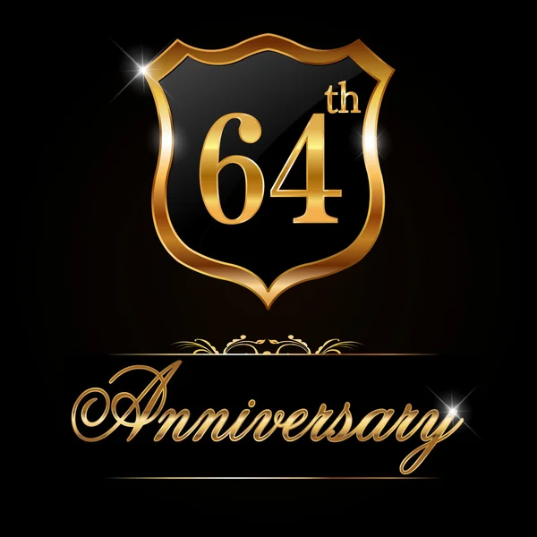 64 anni etichetta d'oro anniversario — Vettoriale Stock