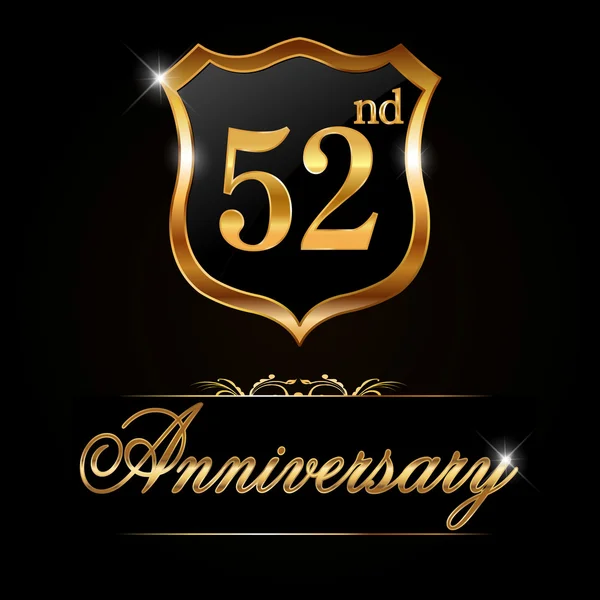 52 verjaardag gouden jaaraanduiding — Stockvector