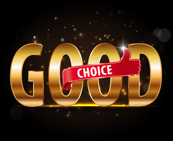 Good choice golden typography with thumb up icon — Stock Vector