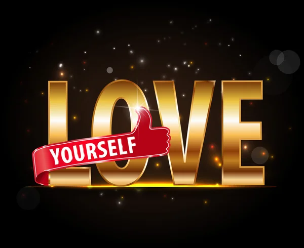 Love yourself golden typography — Stock Vector