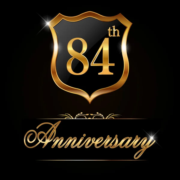 84 verjaardag gouden jaaraanduiding — Stockvector