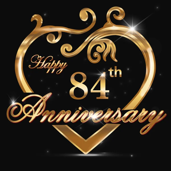 84 année anniversaire coeur d'or — Image vectorielle