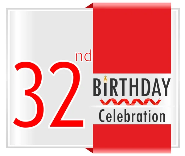 Roku 32 urodziny celebracja karta — Wektor stockowy