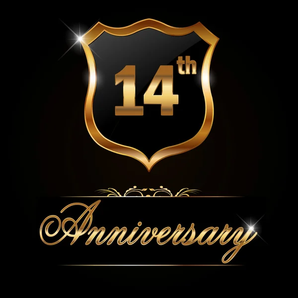 14 année label d'or anniversaire — Image vectorielle