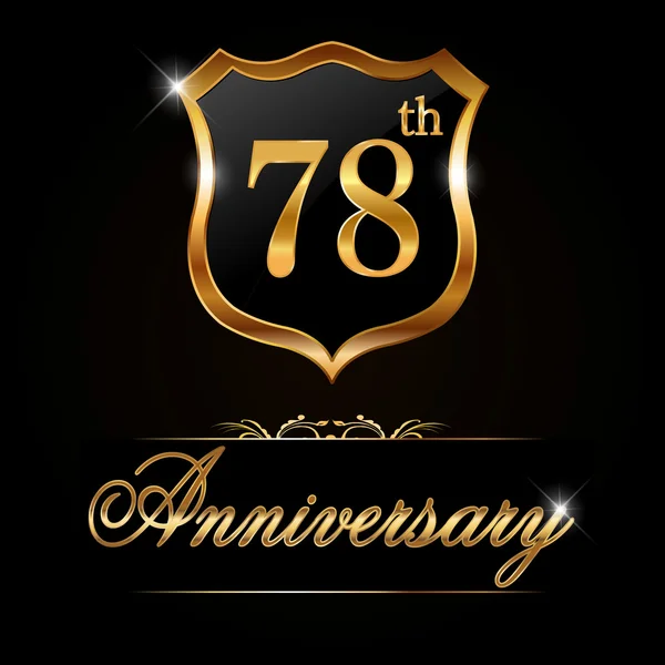 78 años aniversario etiqueta de oro — Vector de stock