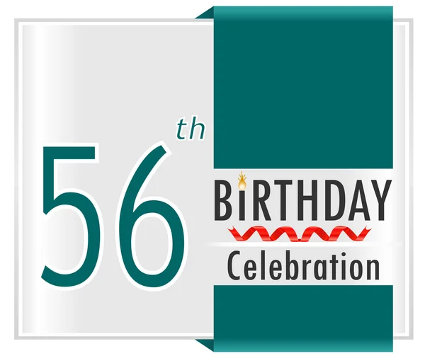 Tarjeta de celebración de cumpleaños 56 años — Vector de stock