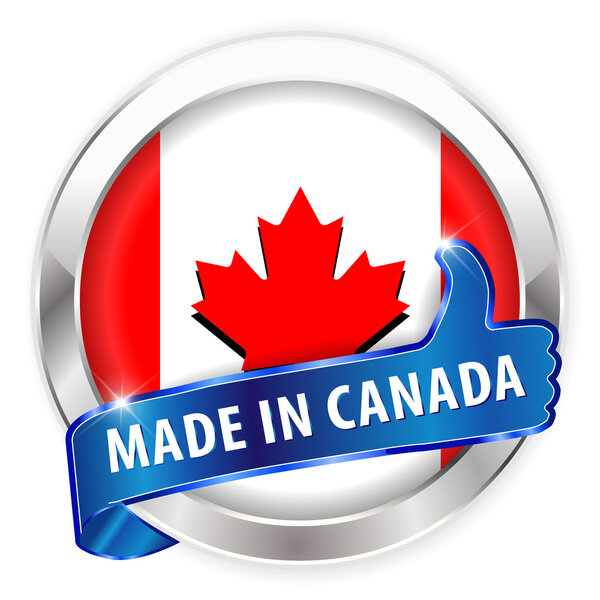 Made in canada silver badge isolated button