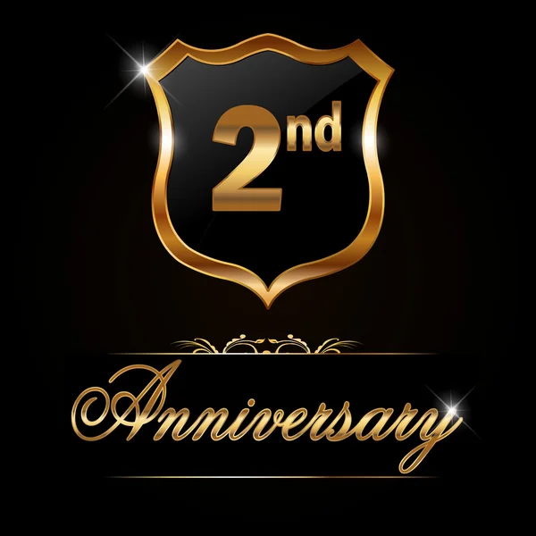 2 year anniversary golden label — Stock Vector