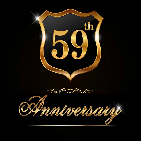 56 anni etichetta d'oro anniversario — Vettoriale Stock