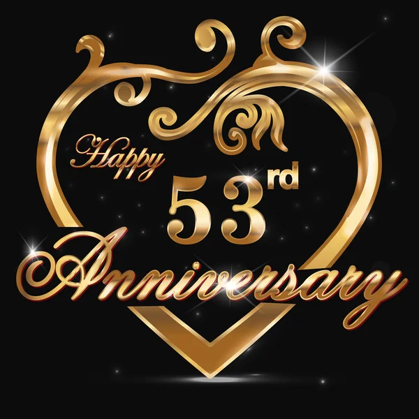 53 anniversaire coeur d'or — Image vectorielle