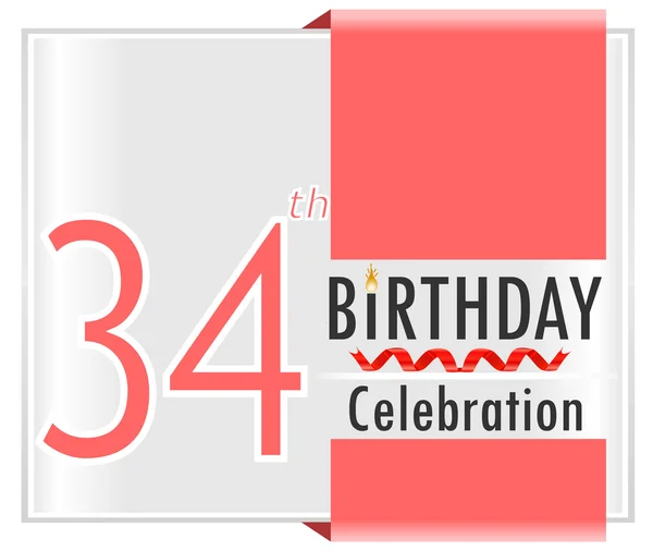 34 yıl doğum günü kutlama kartı — Stok Vektör