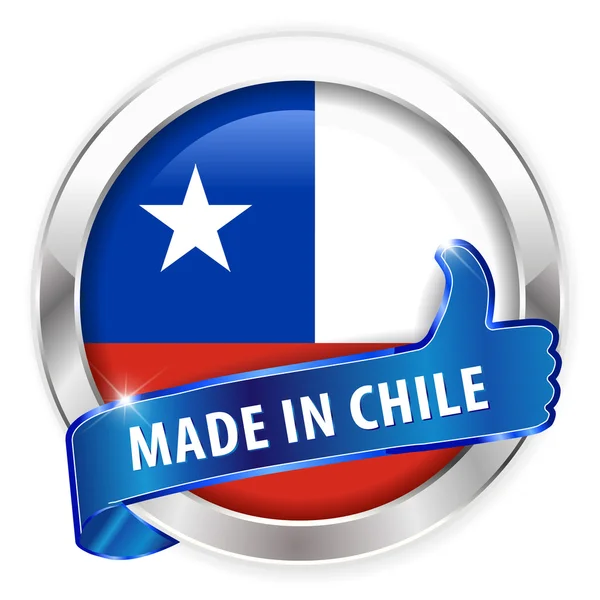 Στη Χιλή ασημένιο σήμα απομονωμένες κουμπί — Διανυσματικό Αρχείο