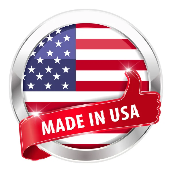 Badge en argent fabriqué en Amérique — Image vectorielle