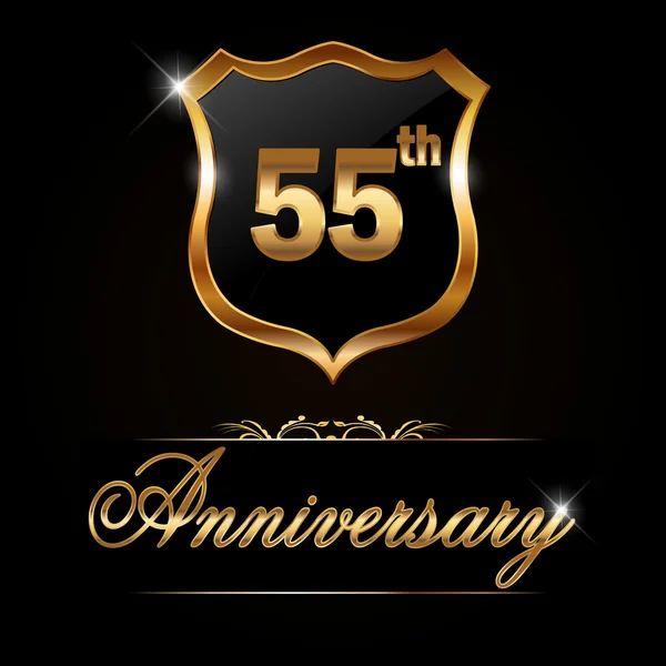 55 Jahre goldenes Etikett — Stockvektor