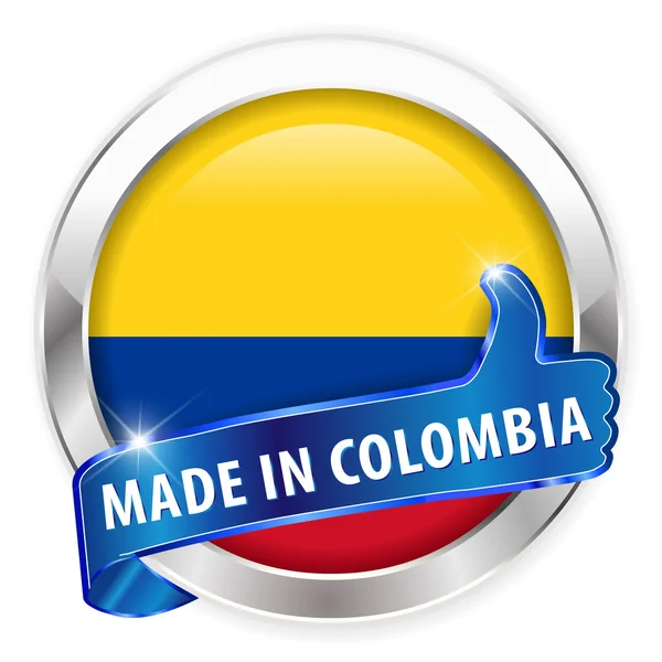 Fabriqué en colombie badge en argent bouton isolé — Image vectorielle