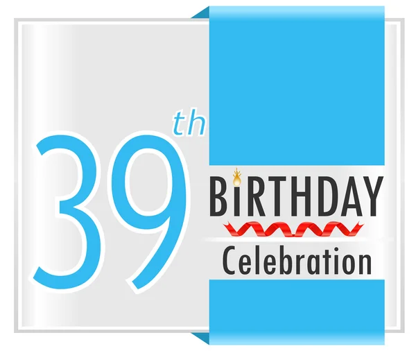 39 roku urodziny celebracja karta — Wektor stockowy