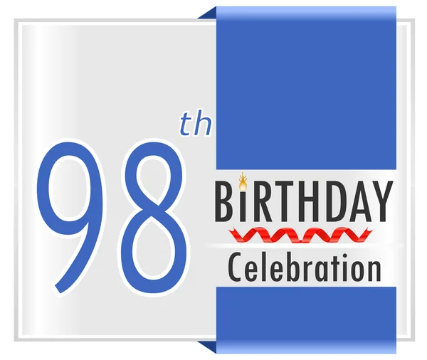 Cartão de celebração de aniversário de 98 anos — Vetor de Stock