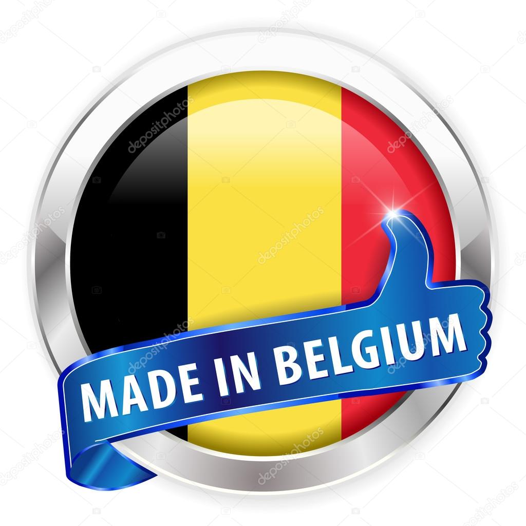 Made in belgium silver badge isolated button