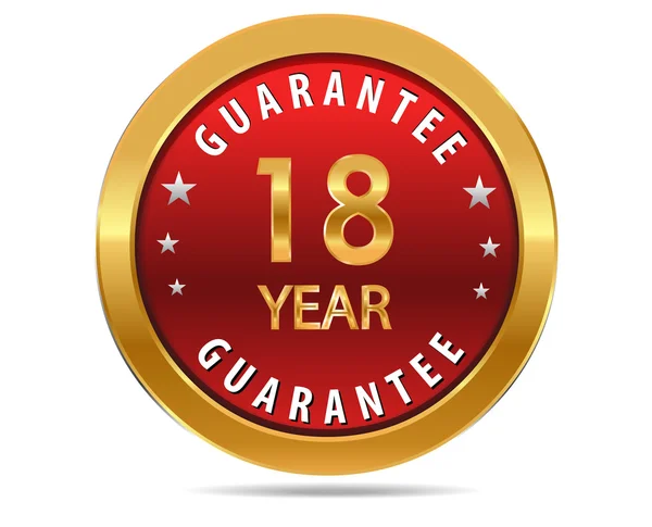 18 year guarantee sign — Stock Vector