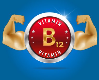 B12 vitamini etiket gümüş rozet
