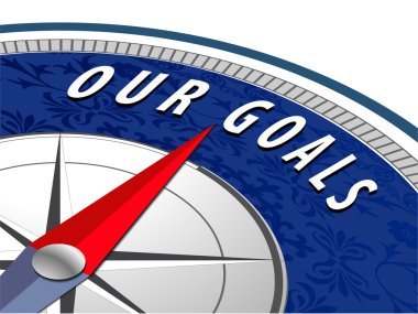 Our goals concept with compass, clipart