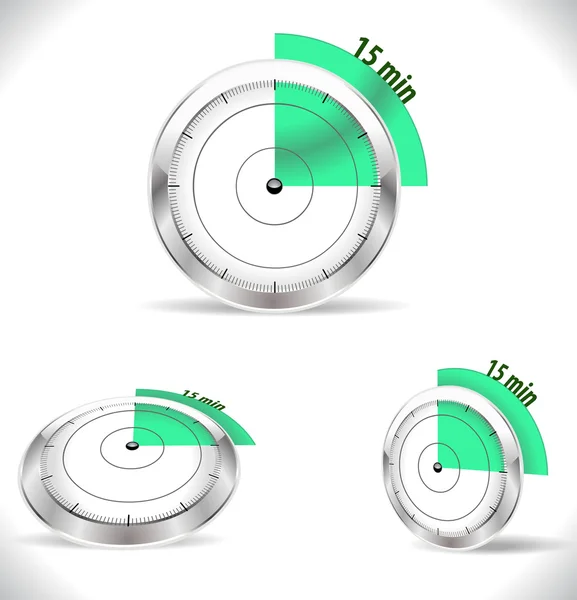 15 minuti timer, quindici minuti allarme — Vettoriale Stock