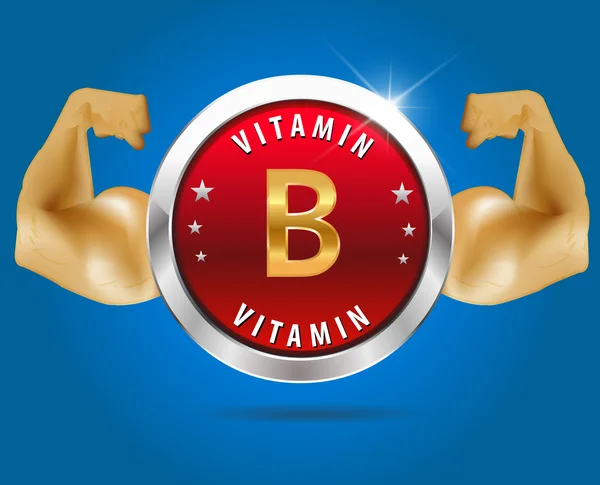 Vitamin-B-Etikett Silber Abzeichen — Stockvektor