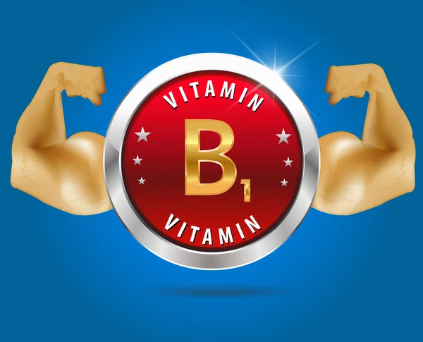 Vitamin B1 etikett silver badge — Stock vektor