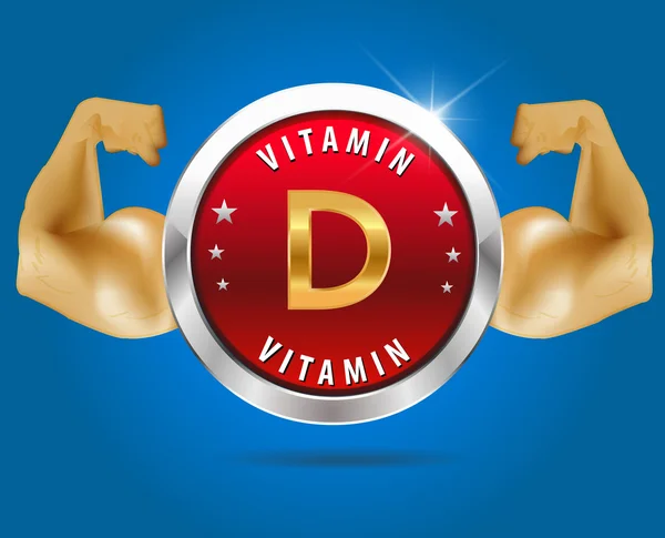 Insígnia de prata de etiqueta de vitamina D —  Vetores de Stock