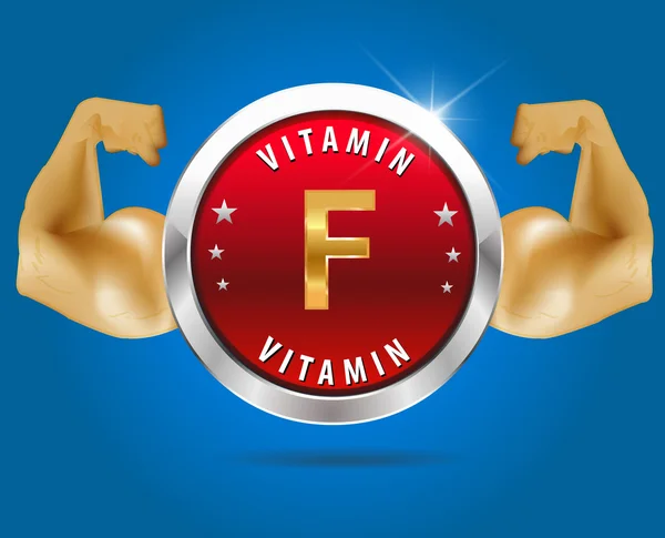 Vitamin F-Etikett silbernes Abzeichen — Stockvektor