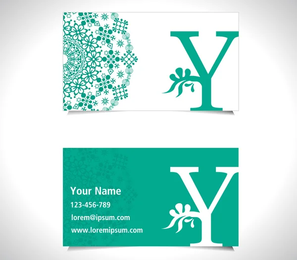 Business card with alphabet letter Y — Stock Vector