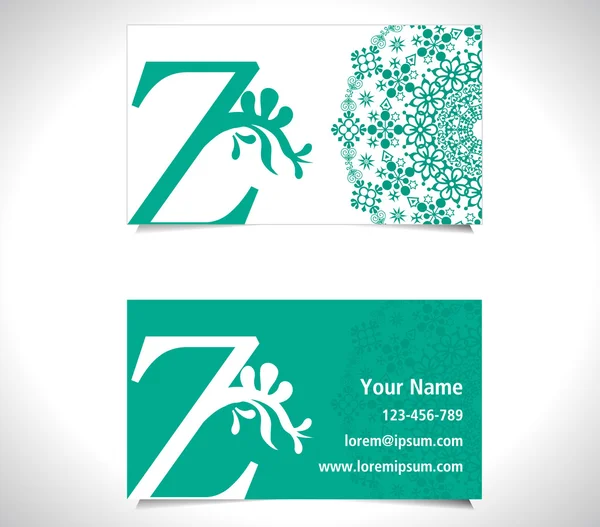 Business card with alphabet letter Z — Stock Vector