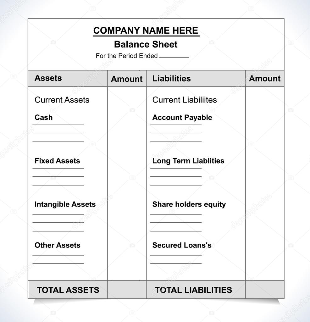 balance sheet format stock vector atulvermabhai 69812857