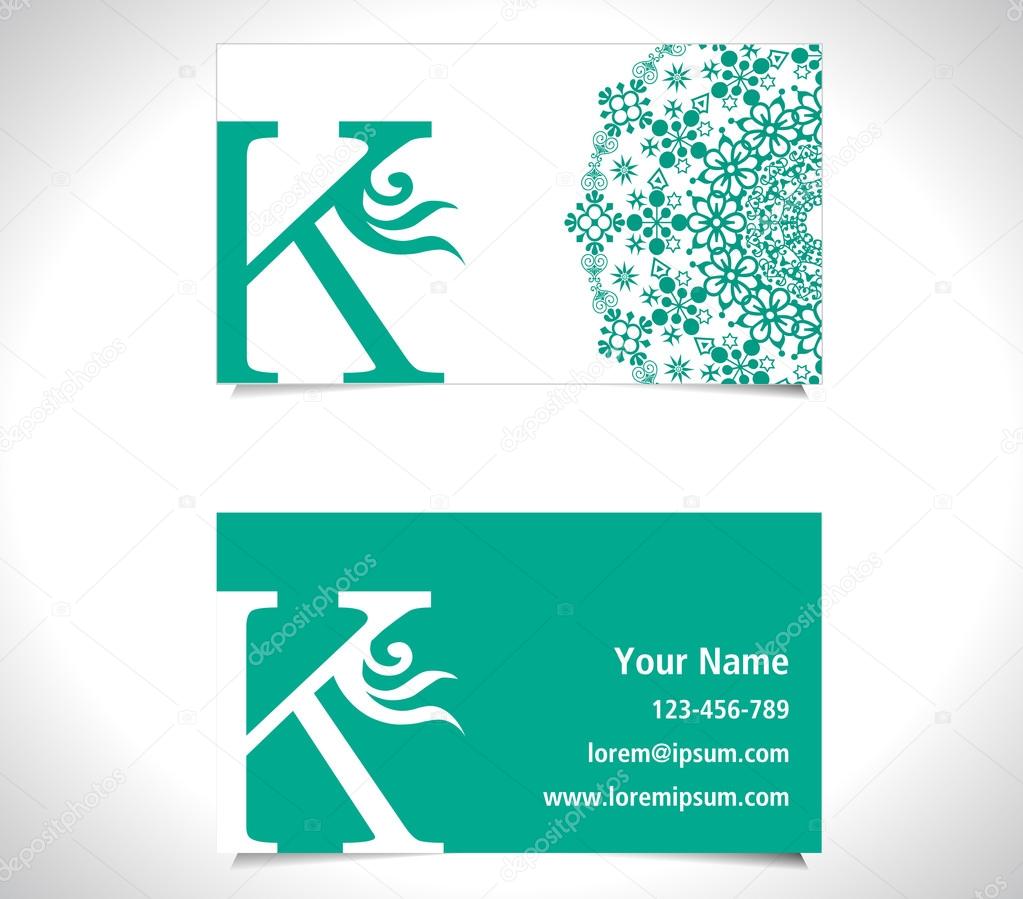 Business card with alphabet letter K, creative K letter logo concept - vector eps10