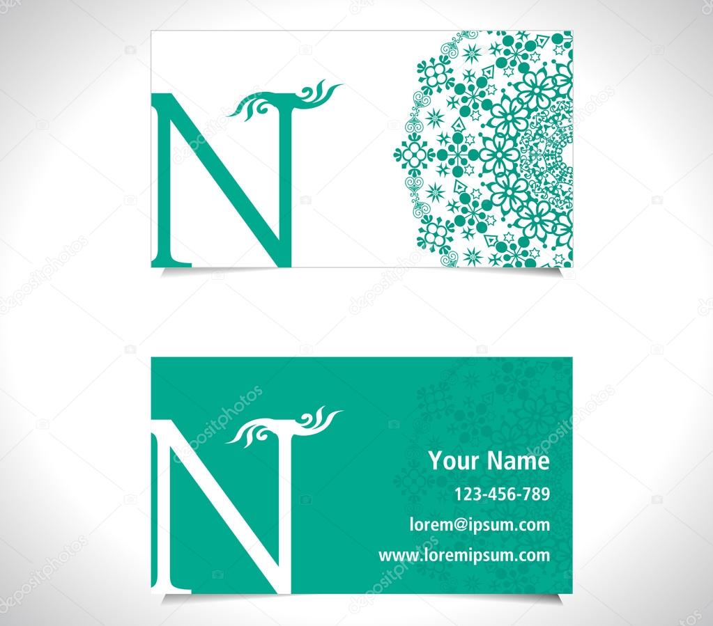 Business card with alphabet letter N, creative N letter logo concept - vector eps10
