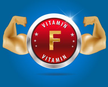 Vektör vitaminler rozetleri için senin Infographic renkli kümesi. vektör - eps10