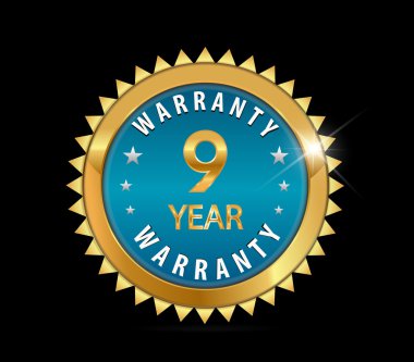 Altın mavi metalik yıl, yıl garanti rozet - vektör eps10