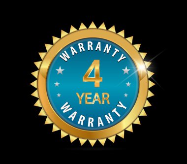 Altın mavi metalik yıl, yıl garanti rozet - vektör eps10