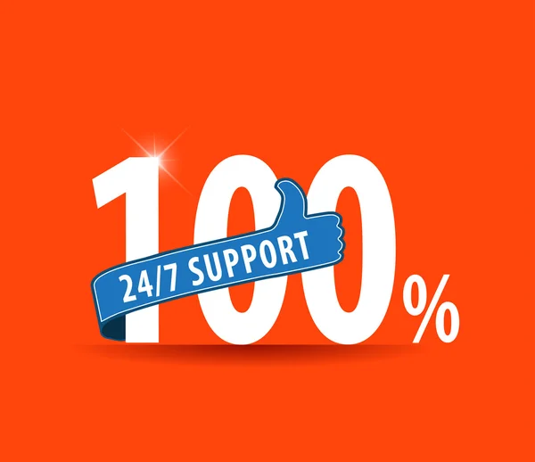 Modern 24 hours support and service graphic with thumbs up - vector eps10 — Stockový vektor