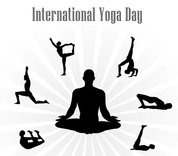 Wereld Yoga dag vectorillustratie, witte achtergrond - vector eps10 — Stockvector