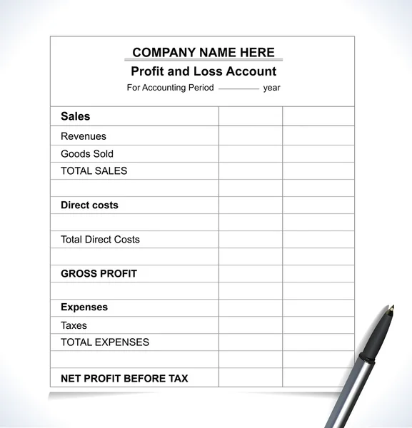 Business profit and loss analysis report, accountancy sheet - vector eps10 — Stockvector