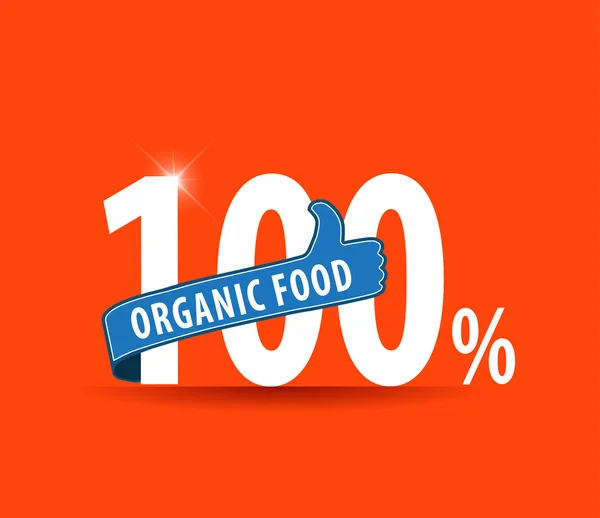 100% natural product, 100% organic typography with thumb up icon vector- eps10 — Διανυσματικό Αρχείο