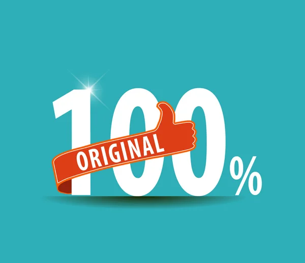 100 percent original with thumbs up label typographic design- vector eps10 — Stock Vector